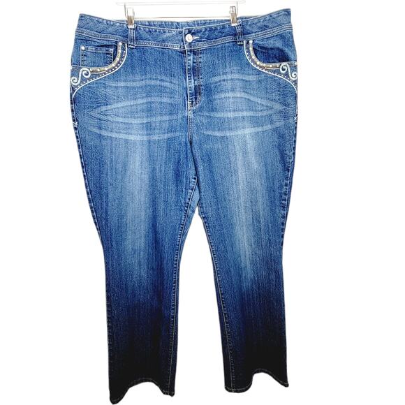 Lane Bryant Slim Boot Embellished Pockets Medium Wash Jeans - Size 26 - Picture 3 of 8